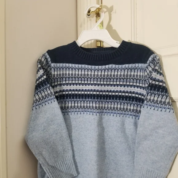 H&M Kids Sweater - Navy Blue geometrical wool blend boys size 4-6 (C8) - Picture 5 of 7